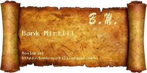 Bank Mirtill névjegykártya